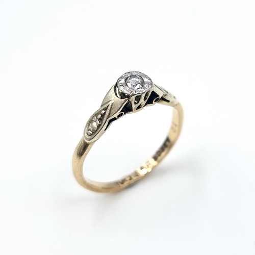 8 - A pretty vintage diamond ring set in nine carat gold and platinum. Ring size - K 1/2. Weight - 1.81 ... 