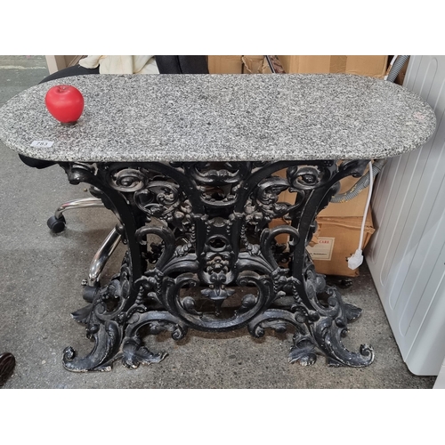 783 - Star lot : A fabulous ornate victorian cast iron table featuring marble top. Beautiful pierced detai... 