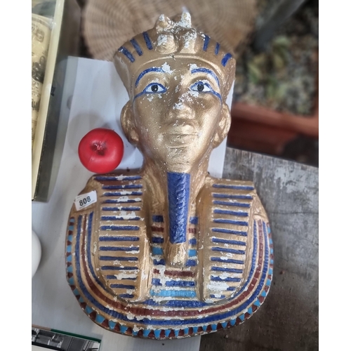 808 - A very heavy large bust of Tutankhamun. Interesting items looks to have some age.