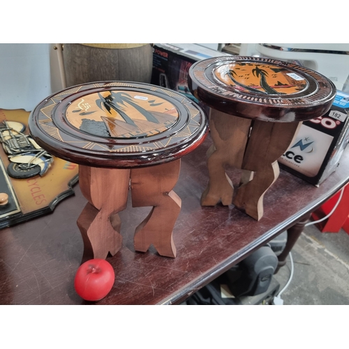 813 - Two Fijian hand carved wooden stools / side tables