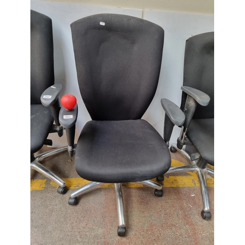 883 - A Zefla Italian made swivel office chair with adjustable height. Zefla leather office chairs retail ... 