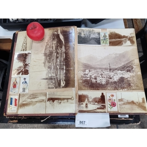 867 - A fabulous Victorian hardback scrapbook featuring sites from locations such as Edinburgh, England, L... 