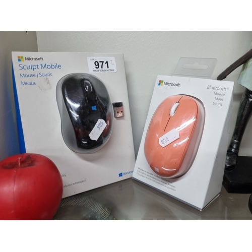 971 - A Microsoft Sculpt Mobile Mouse and Bluetooth Mouse in original packaging. Includes wireless connect... 