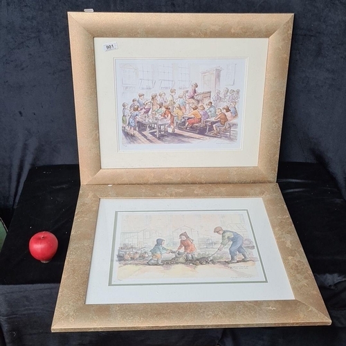 901 - A pair of high quality giclee 'Margaret Clarkson' prints titled ' 22 / 500 Dig with Dad' and ' 97 / ... 