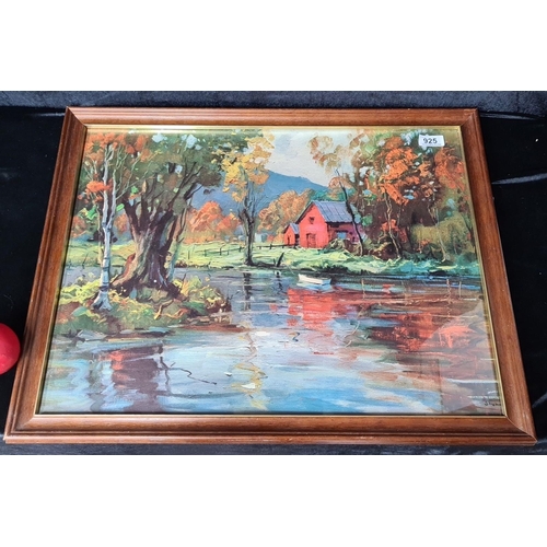 925 - A quality print of an original Philip Shumaker painting titled 'Autumn Reflections'. Housed in a woo... 