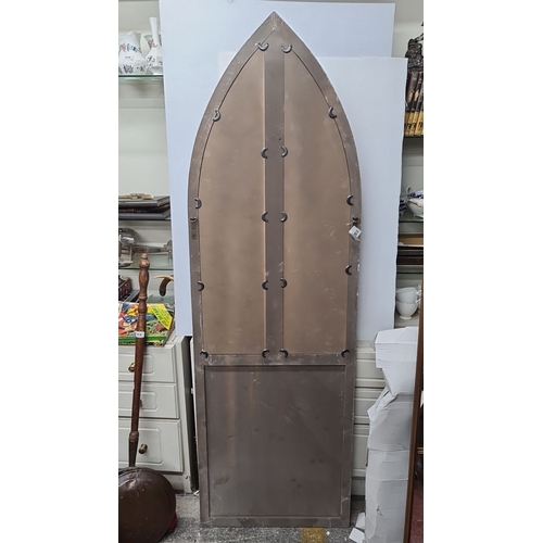 983 - Star Lot : A brand new Gothic Revival tallwooden and wrought iron panel doors with aged patina finis... 