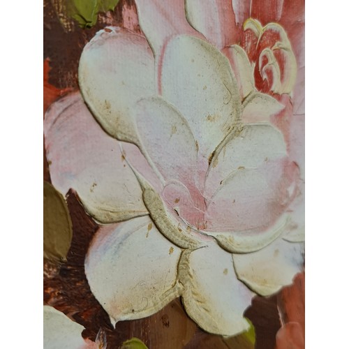 100 - A delightful large Robert Cox (1934-2001) oil on board painting. Features a botanical study of flowe... 