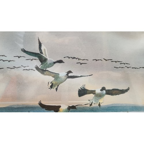 123 - A large limited edition 65 / 200  hand signed John Skelton print titled ' Brent Geese on Royal Dubli... 