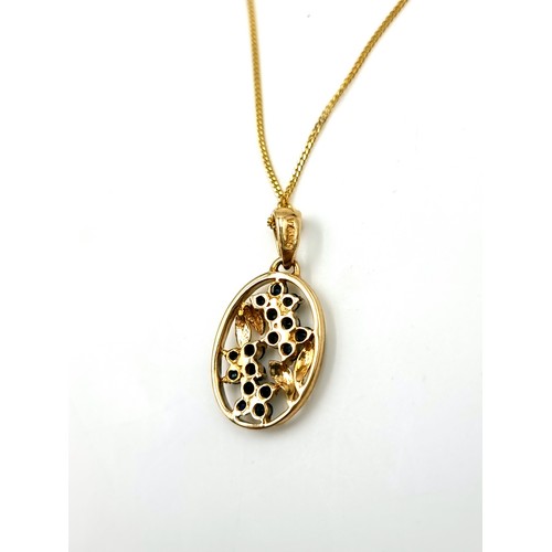 5 - Star lot : A very pretty diamond and sapphire pendant necklace with nine carat gold chain. Length of... 