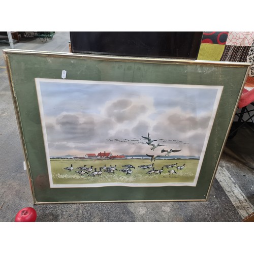 123 - A large limited edition 65 / 200  hand signed John Skelton print titled ' Brent Geese on Royal Dubli... 