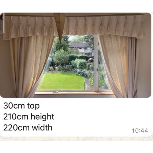 1062 - A lovely pair of cream fully lined curtains with matching pelmet from the lovely house in Mount Merr... 