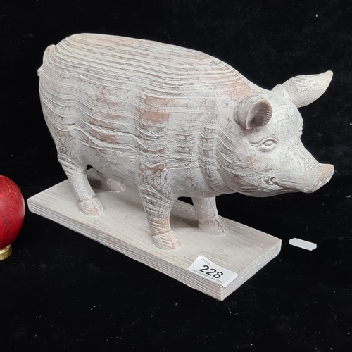 228 - A good size painted animal figure in the form of a pig on a stand, Great home decor.