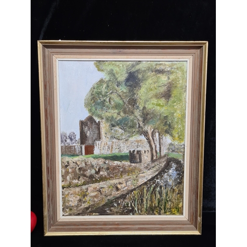 64 - A sweet original acrylic on board painting titled 'Athenry Castle, Co. Galway' and dated 2006. Featu... 