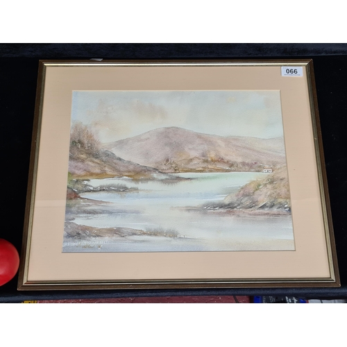 66 - A charming original watercolour on paper painting. Features a serene landscape scene with a cottage ... 