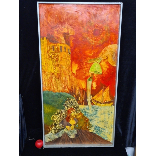 71 - A large / tall original 'Robert Furness' egg tempera on board painting titled 'Sisters of Icarus'. F... 