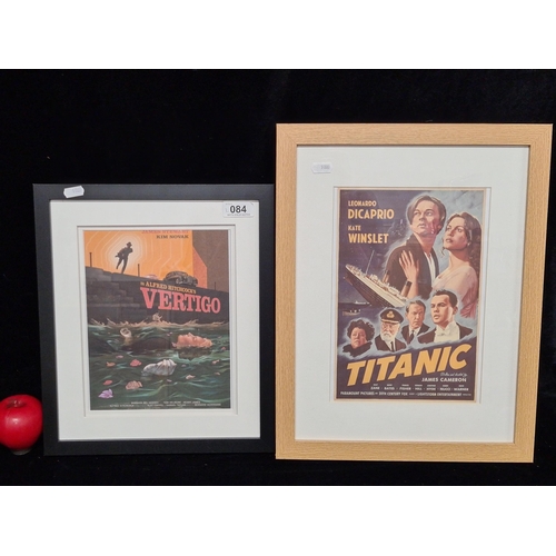 84 - A pair of digital prints of film posters including Alfred Hitchcock's Vertigo and James Cameron's Ti... 