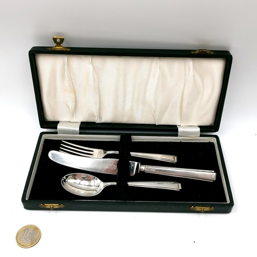 10 - A set of Sterling silver handled items consisting of a knife, fork and spoon hallmarked Sheffield. T... 