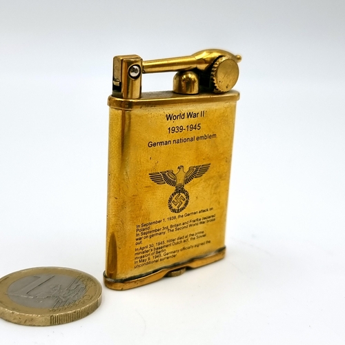 4 - A vintage  brass lighter with inscription 'WWII 1939-45 German national emblem' With significant WW2... 