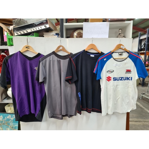 856 - Four men's t-shirts including two Suzuki branded examples.