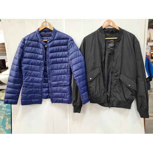 857 - Two men's bomber jackets including a Sisley example size small .. black bomber is size uk 12.