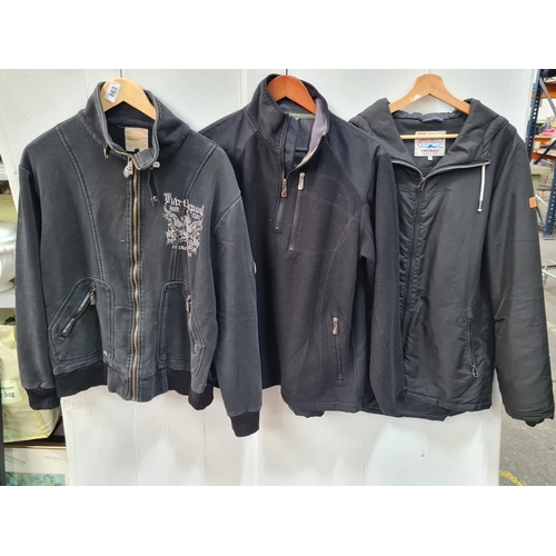 863 - Three men's jackets including a Jack Jones example size S and two other zipped sweatshirts size M an... 