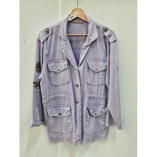 864 - A lovely vintage Italian made 100% cotton lilac military style jacket. Size unknown, more then likel... 