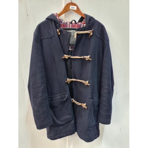 866 - A Dunnes men's navy duffel jacket. Size L.