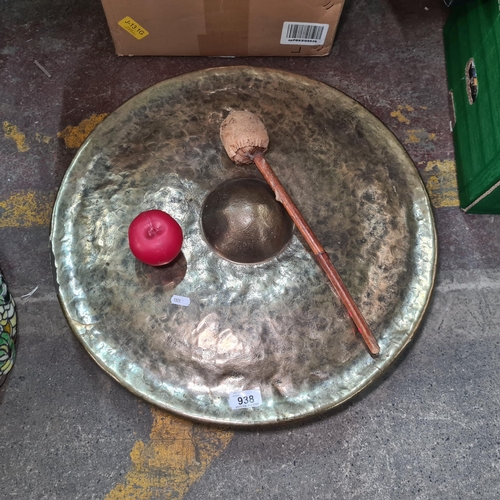 938 - Star lot : A fabulous 19th century  Antique hammered Burmese Buddhist ceremonial brass antique gong,... 