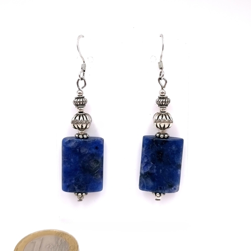 978 - A very pretty pair of Lapis Lazuli drop earrings, for pierced ears. 
Total Weight: 12.23 grams