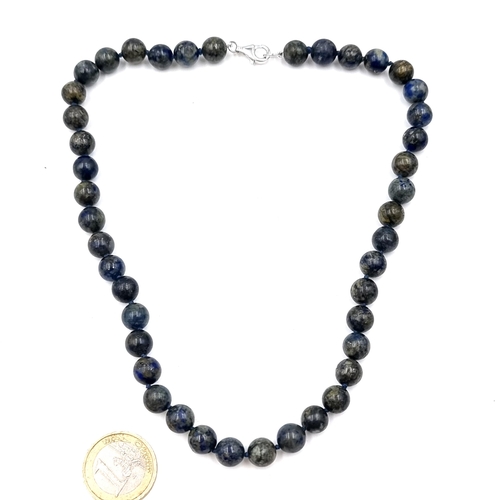 979 - A gorgeous set of Lapis Lazuli beaded necklace, with Sterling silver stamped 925, Lobster clasp. Box... 