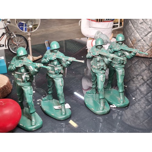 951 - Four large army solider figures. Brand new from a Uk Interior Design Company