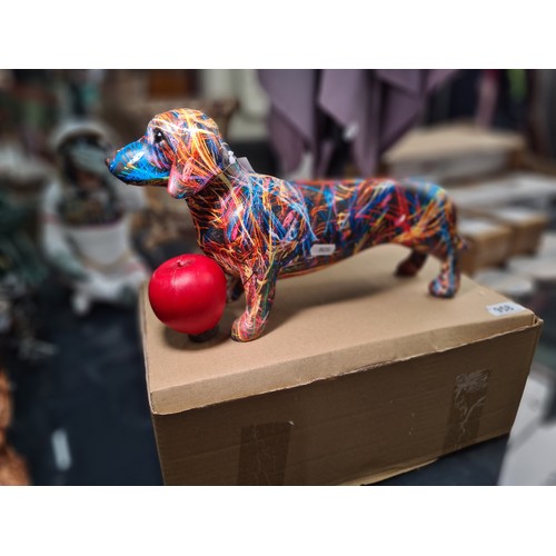 958 - A Colorful Interior design Statue of a colourful Dachshund Dog. Brand new from a Uk Interior Design ... 