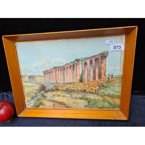 73 - A super mid 20th century watercolour on paper painting titled 'Rome - Acquebotto de Claudio'. Featur... 