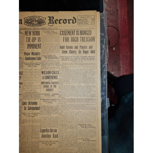 111 - Star lot : Three original copies of  full Stockton Record (California) USA newspapers from June 1916... 