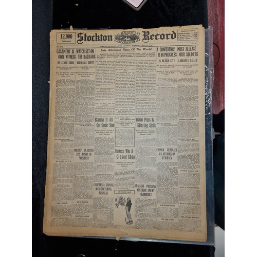 111 - Star lot : Three original copies of  full Stockton Record (California) USA newspapers from June 1916... 