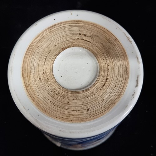 129 - Star Lot : A 19th century fabulous  ceramic Chinese brush pot in a blue and white pattern featuring ... 