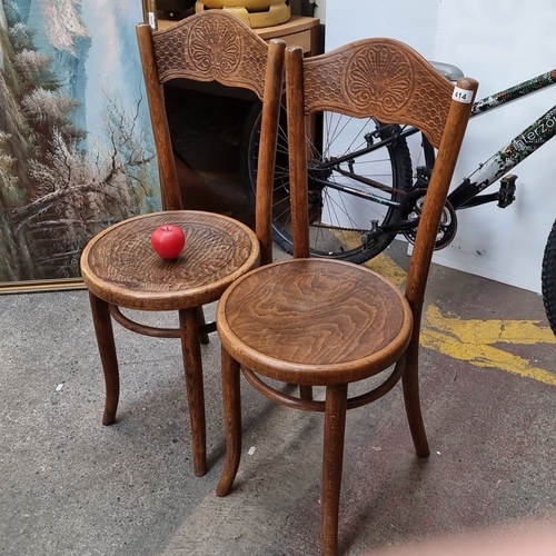 414 - Two gorgeous 1920's Mundus & J. Kohn Ltd Austrian bentwood bistro chairs.