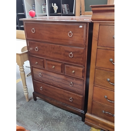 445 - Star Lot : A  very well made cherry wood chest of drawers, featuring six drawers with ring pull hand... 