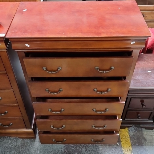 446 - Star lot : A fabulous Pair of matching quality cherry wood chest of drawers. With five good sized dr... 