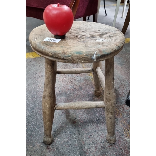 476 - A sweet antique solid oak wooden stool.