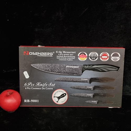 124 - An as new Rosenberg Professional 6 piece knife set with non stick coating. Model RB-9001. RRP on box... 