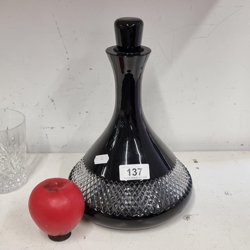 137 - Star Lot : A very cool John Rocha for Waterford Crystal High Band Cased decanter with original stopp... 