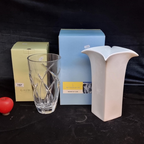 157 - Two homeware items including a Galway Crystal vase as well as a Newbridge Home vase. Both as new in ... 