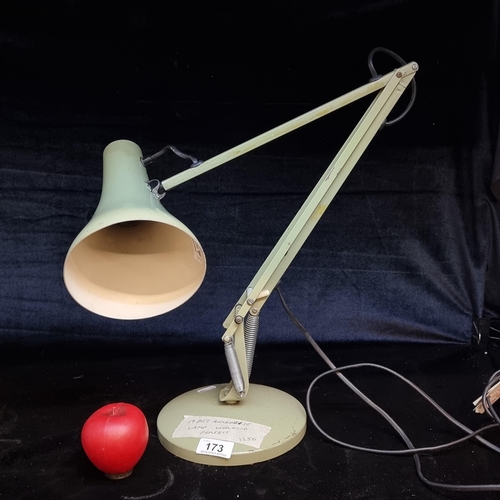 173 - A superb 1970's Anglepoise desk lamp in perfect working order. In a sage green with enamel shade. Re... 