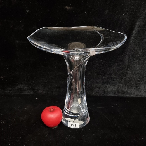 191 - A fantastic tall Louis Kennedy for Tipperary Crystal spindle tree vase. Large, heavy piece.