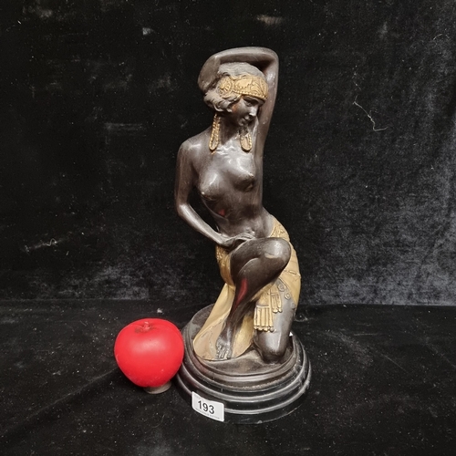 193 - Star Lot : A fabulous heavy bronze figure of a poised 1930's female. Signed Bruchon to base. Great w... 