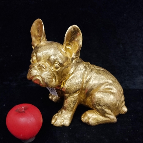 221 - A super sweet gilt French Bulldog figure. Brand New From a top quality Uk interior Design Company.