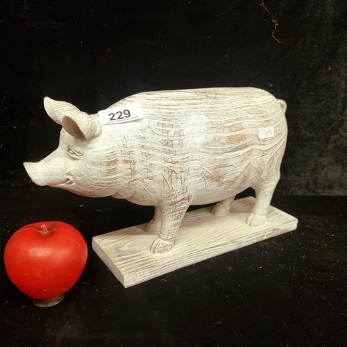 229 - A charming pig figure in a rustic wood effect finish. Brand New From a top quality Uk interior Desig... 