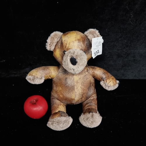 232 - A charming weighted leather style Teddy Bear door stop. Brand New From a top quality Uk interior Des... 