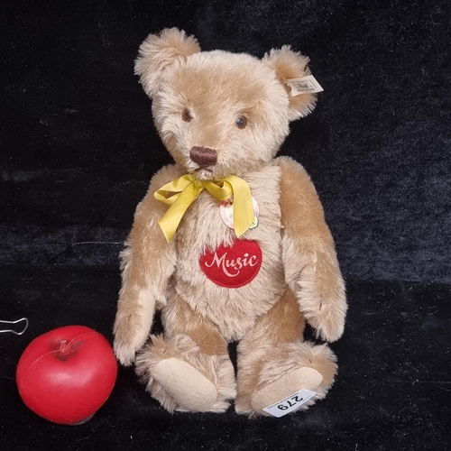 279 - A 1993 Steiff musical teddy bear in excellent with signature button to ear. Similar selling on €150.... 